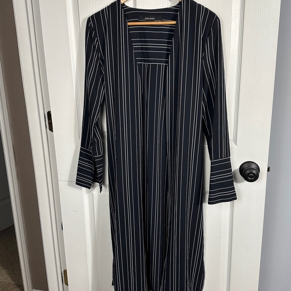 Zara striped duster/longline wrap/cardigan, striped, tie waist. Size M. Stunning - Picture 1 of 11